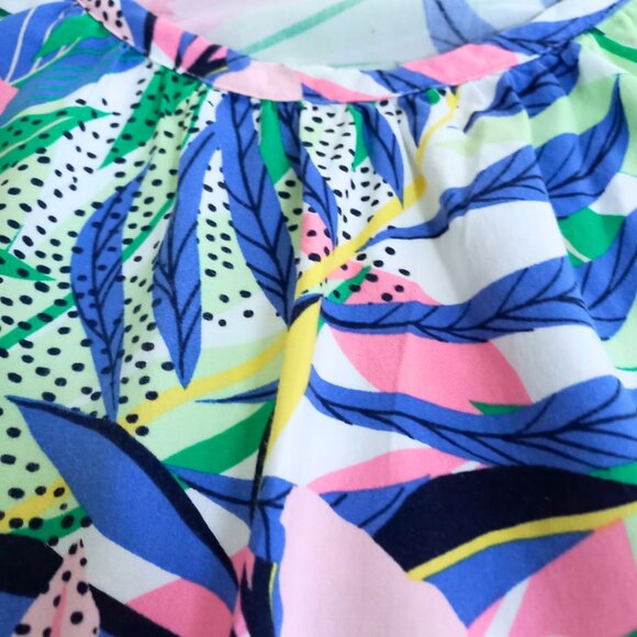 LOFT Floral Tropical Print Women’s Blouse - Short Sleeve Scoop Neck Top, Size M - Picture 5 of 7